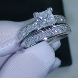 Lab Diamond Promise Ring Set 925 Silver Wedding Rings for Women