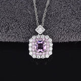 Pink Crystal Zircon Princess Pendant Necklace
