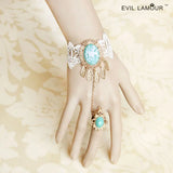 Vintage Leaf Lace Gem Bracelet Wedding Bride Jewelry
