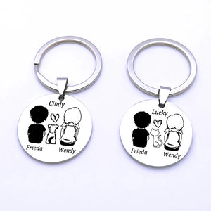 Personalized Pet Name Keyring for Family Dog Cat Lovers - Engraved Keychain Gift