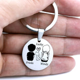 Personalized Pet Name Keyring for Family Dog Cat Lovers - Engraved Keychain Gift
