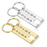 Custom Stainless Steel Date Keychain Heart-shaped Couple Keychains