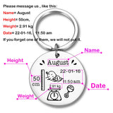 Heart-shaped Stainless Steel Baby Birth Info Keychain