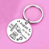 Heart-shaped Stainless Steel Baby Birth Info Keychain
