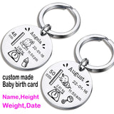 Heart-shaped Stainless Steel Baby Birth Info Keychain