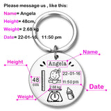 Heart-shaped Stainless Steel Baby Birth Info Keychain