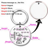 Heart-shaped Stainless Steel Baby Birth Info Keychain