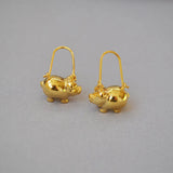 Cute Dog Golden Pig Zodiac Earrings