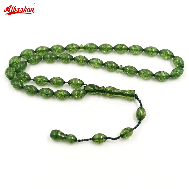 Green Resin Muslim Prayer Beads 33 Beads Bracelet