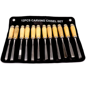 12PCS Manual Wood Carving Chisel Tool Set Jewelry Woodworking Carving Chisel
