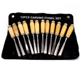 12PCS Manual Wood Carving Chisel Tool Set Jewelry Woodworking Carving Chisel