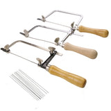 Adjustable Wooden Handle Saw Frame Bow With 12 Blades DIY Tool