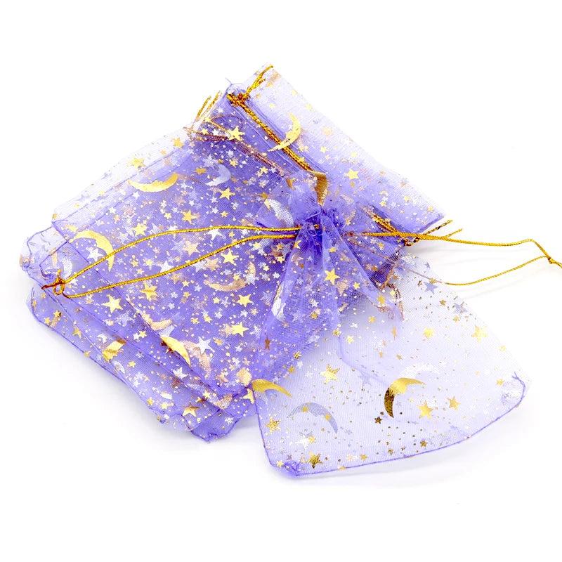100pcs 11?16cm Multi-color Organza Bags Storage Pouches Star Moon Packaging Bag