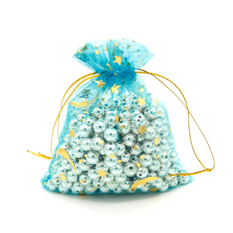 100pcs 11?16cm Multi-color Organza Bags Storage Pouches Star Moon Packaging Bag