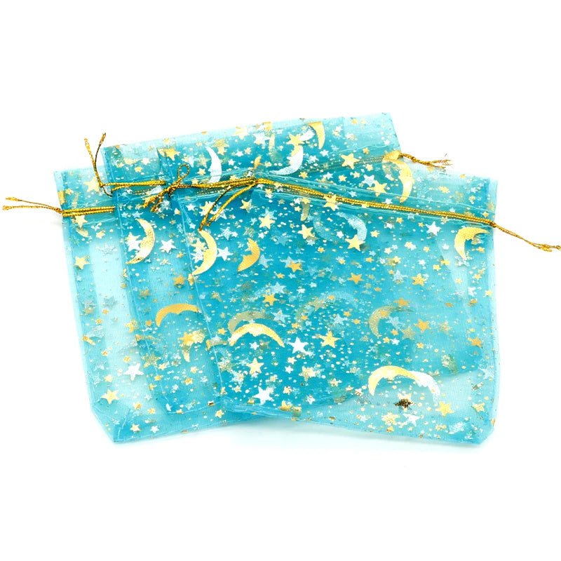 100pcs 11?16cm Multi-color Organza Bags Storage Pouches Star Moon Packaging Bag