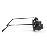 Double Eye Glasses 20x Magnifying Magnifier Jeweler Tool with LED Light