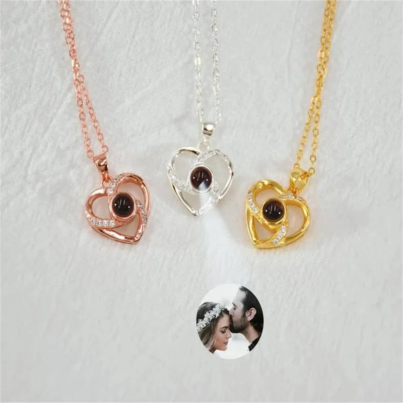 Personalized Photo Projection Heart Necklace Mother's Gift