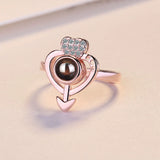 Love Heart Rings for Women Arrow Cubic Zirconia Open Ring Female Jewelry