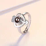 Love Heart Rings for Women Arrow Cubic Zirconia Open Ring Female Jewelry