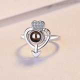 Love Heart Rings for Women Arrow Cubic Zirconia Open Ring Female Jewelry