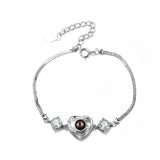 Zircon Heart Crystal Bracelet in Silver Personalized Couples Bracelets