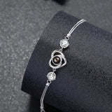 Zircon Heart Crystal Bracelet in Silver Personalized Couples Bracelets