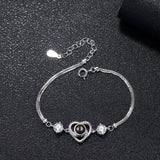 Zircon Heart Crystal Bracelet in Silver Personalized Couples Bracelets
