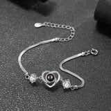 Zircon Heart Crystal Bracelet in Silver Personalized Couples Bracelets