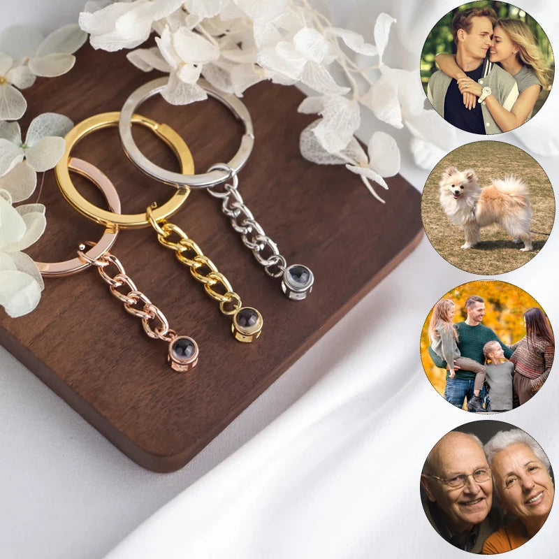 Pet Photo Keychain Silver Rose Gold Personalized