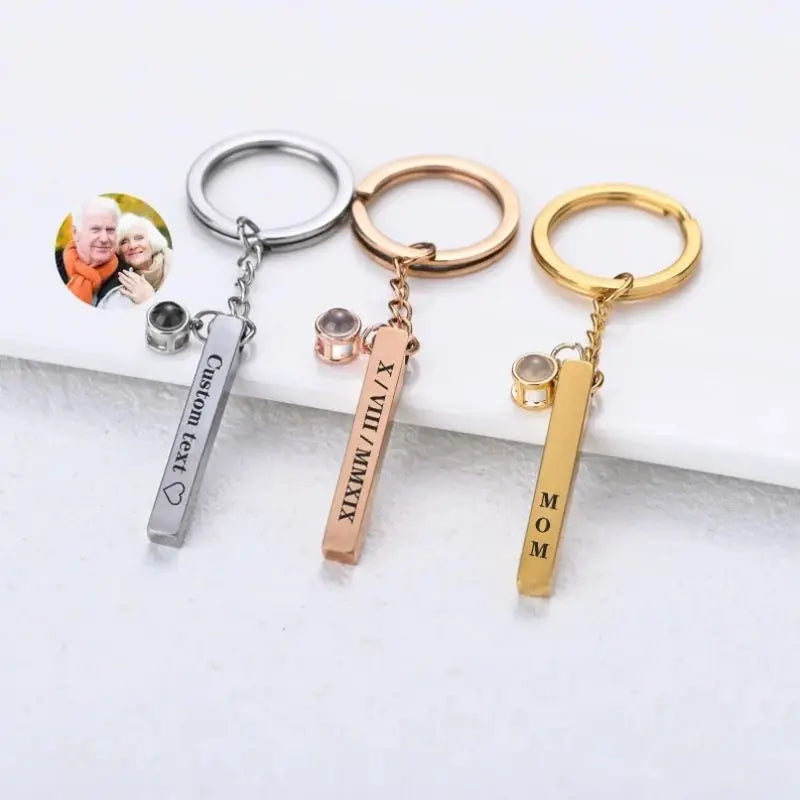 Name Engraved Letter Keychain Stainless Steel Safe Driving Anniversary Gift