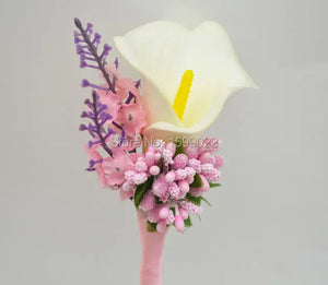 Prom Groomsman Boutonniere Calla Lily Buttonhole for Pink Wedding