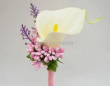 Prom Groomsman Boutonniere Calla Lily Buttonhole for Pink Wedding