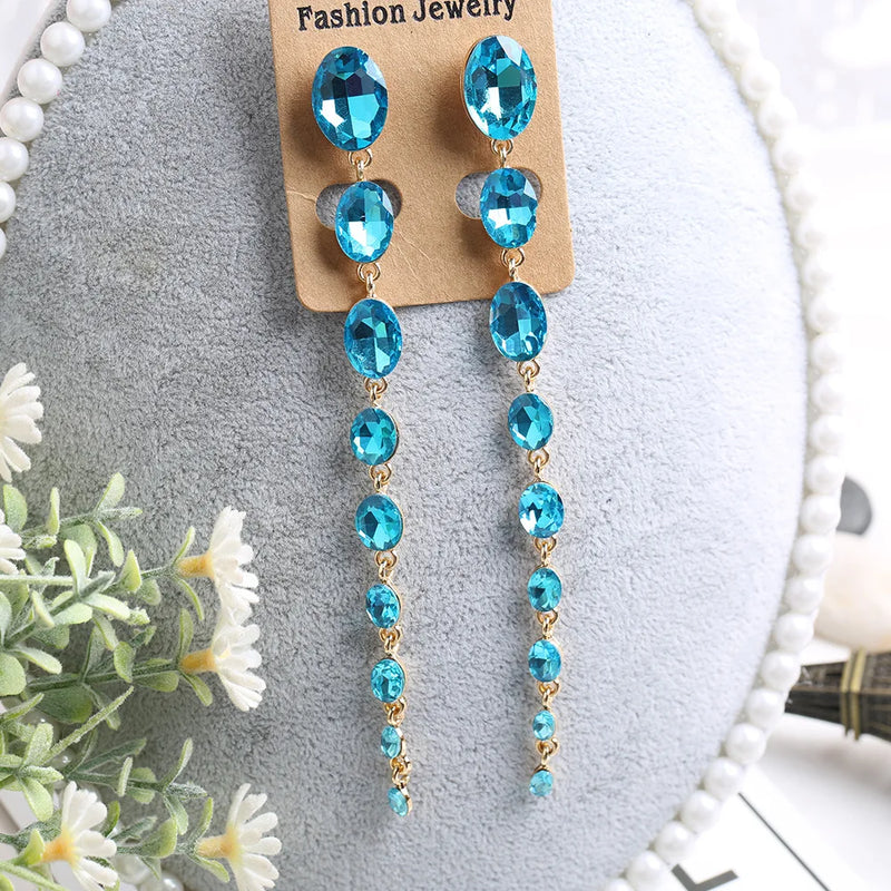 AB Crystal Rhinestone Drop Earrings for Women