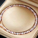 Natural Freshwater Pearl Necklace High Luster 925 Silver Jewelry