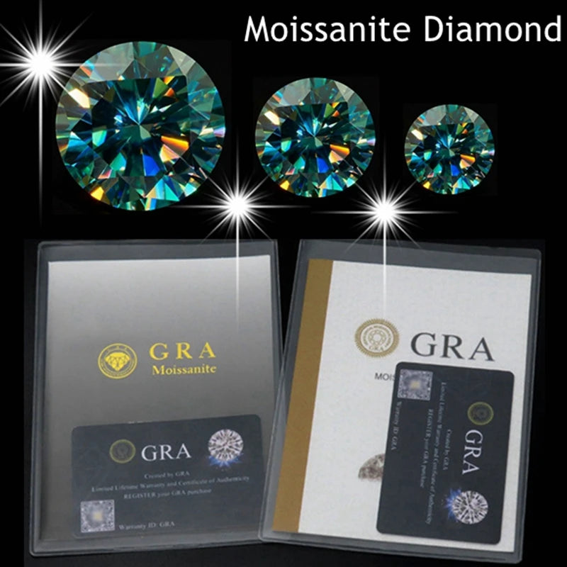 0.5ct 5.0mm Green Moissanite Real Aquamarine Loose Stone