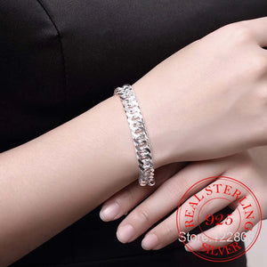 925 Sterling Silver Chain Bracelet 10MM Men Women Jewelry
