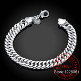 925 Sterling Silver Chain Bracelet 10MM Men Women Jewelry
