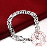 925 Sterling Silver Chain Bracelet 10MM Men Women Jewelry