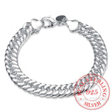 925 Sterling Silver Chain Bracelet 10MM Men Women Jewelry