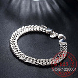 925 Sterling Silver Chain Bracelet 10MM Men Women Jewelry
