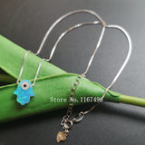 925 Silver Hamsa Opal Necklace with Gift Star & Cross Pendant