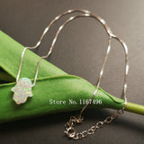 925 Silver Hamsa Opal Necklace with Gift Star & Cross Pendant