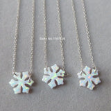 12mm Sterling Silver Snowflake Opal Necklace for Women