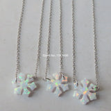 12mm Sterling Silver Snowflake Opal Necklace for Women