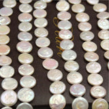 10Pcs Flat Round Natural Freshwater Pearl Ear Jewelry Beads