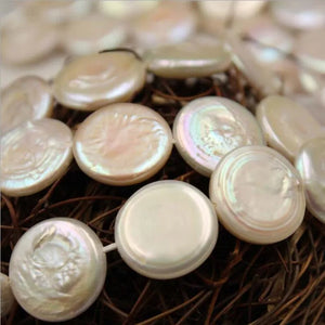 10Pcs Flat Round Natural Freshwater Pearl Ear Jewelry Beads