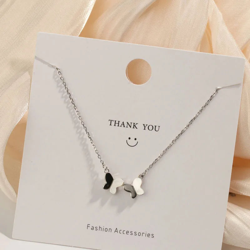 S925 Sterling Silver Tiny Butterfly Pendant Necklace