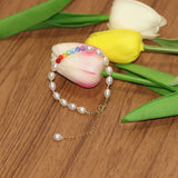 Natural Oval AAAA Pearl Bead with Opal Bead 925 Silver Bracelet