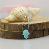 925 Silver Hamsa Opal Necklace Lab Created Hand & Hamsa Fire Opal Necklace