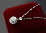 925 Silver Necklace Short Rhinestone Ball Chain